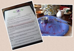 Menu and (formerly) crepes at Medly Tea House in Portland, OR